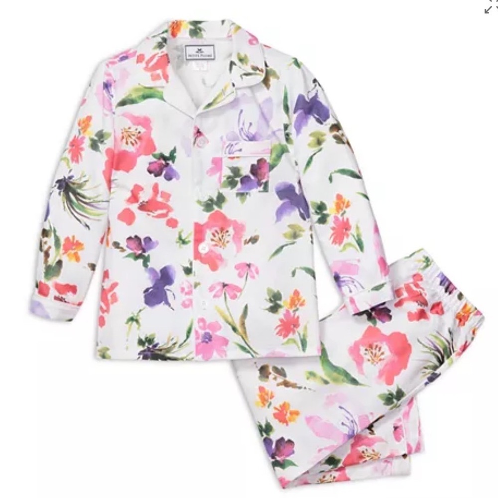 Petite Plume Gardens of Giverny Pajama Set Girls 10 Floral White SPJMCF110